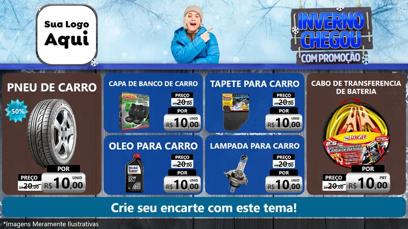Modelo de TV para TV Horizontal com o tema Inverno Chegou Com Promoção para Auto peças