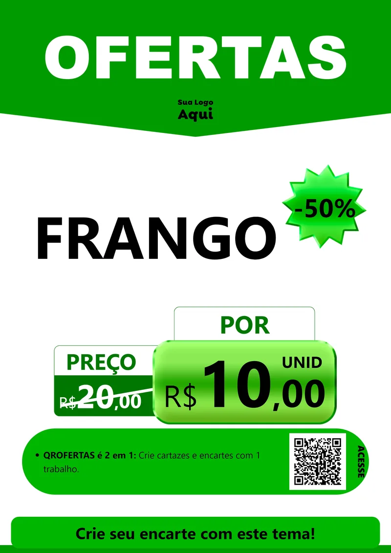Modelo de Cartaz para Cartaz A4 Vertical com o tema Ofertas Verde Cartaz para Assados