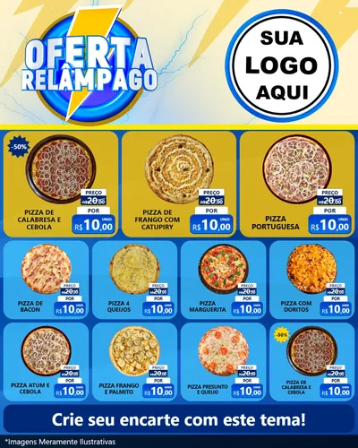 Modelo de Rede Social para Feed Instagram com o tema Oferta Relâmpago para Pizzaria