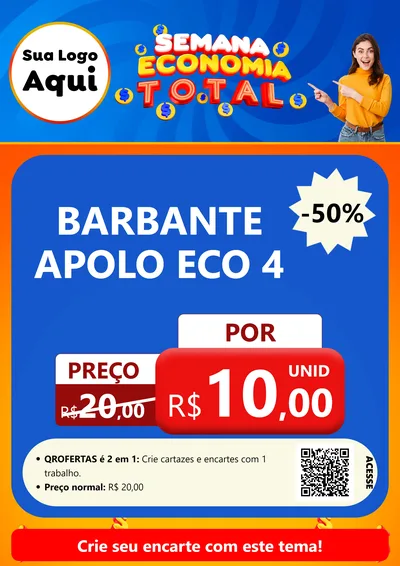 Modelo de Cartaz para Cartaz A4 Vertical com o tema Semana Economia Total para Armarinho e Aviamentos