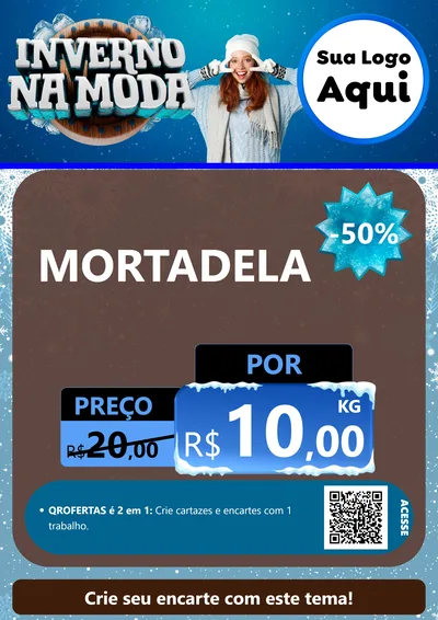 Modelo de Cartaz para Cartaz A4 Vertical com o tema Inverno na Moda para Frios e Laticínios