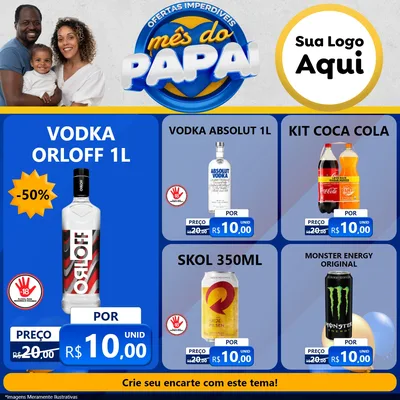 Modelo de Rede Social para Feed Facebook com o tema Ofertas Imperdíveis Mês Do Papai para Distribuidora de bebidas