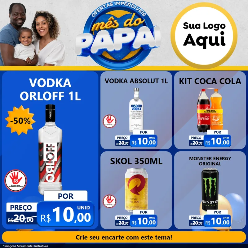 Modelo de Rede Social para Feed Facebook com o tema Ofertas Imperdíveis Mês Do Papai para Distribuidora de bebidas
