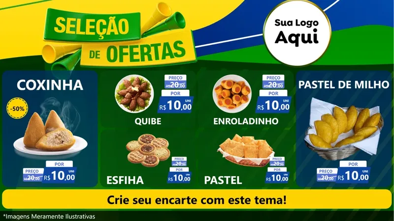 Modelo de TV para TV Horizontal com o tema Seleção de Ofertas - Copa para Salgadaria