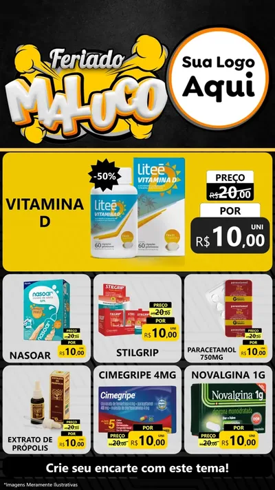 Modelo de Rede Social para Stories com o tema Feriado Maluco para Farmácia