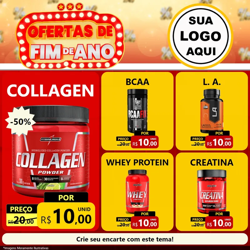 Modelo de Rede Social para Feed Facebook com o tema Ofertas de Fim de Ano para Suplementos alimentares