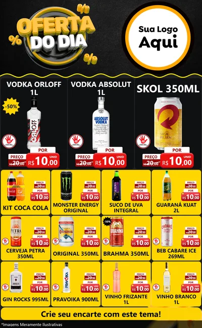 Modelo de Encarte para Encarte Grande com o tema Oferta Do Dia para Distribuidora de bebidas