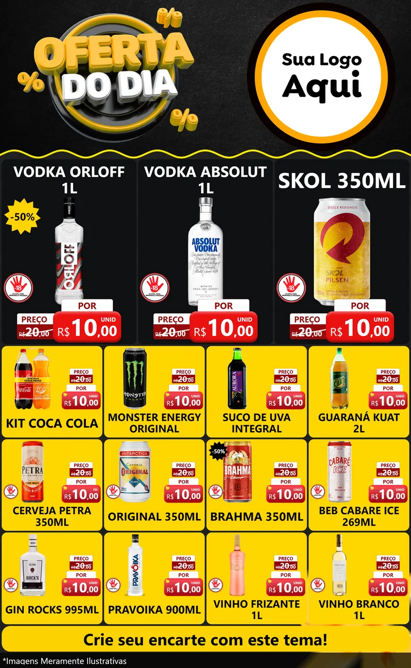 Modelo de Encarte para Encarte Grande com o tema Oferta Do Dia para Distribuidora de bebidas