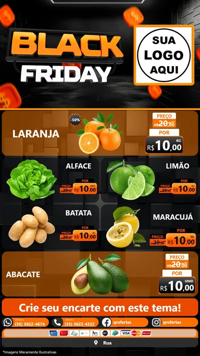 Modelo de TV para TV Vertical com o tema Black Friday para Hortifrúti