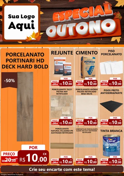 Modelo de Encarte para Encarte A4 Vertical com o tema Especial Outono para Pisos e revestimentos