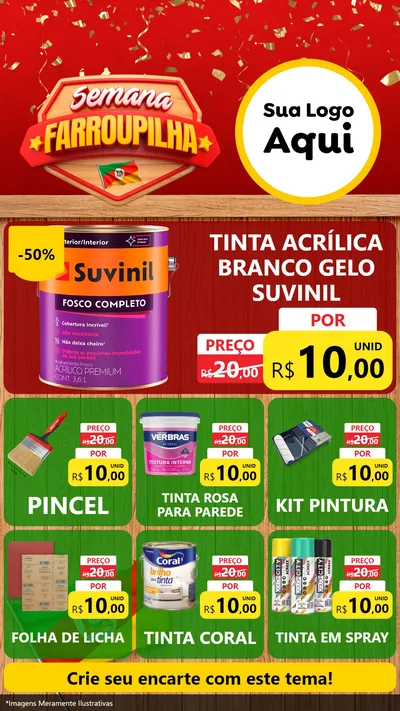 Modelo de Rede Social para Stories com o tema Semana Farroupilha para Tintas e Ferramentas