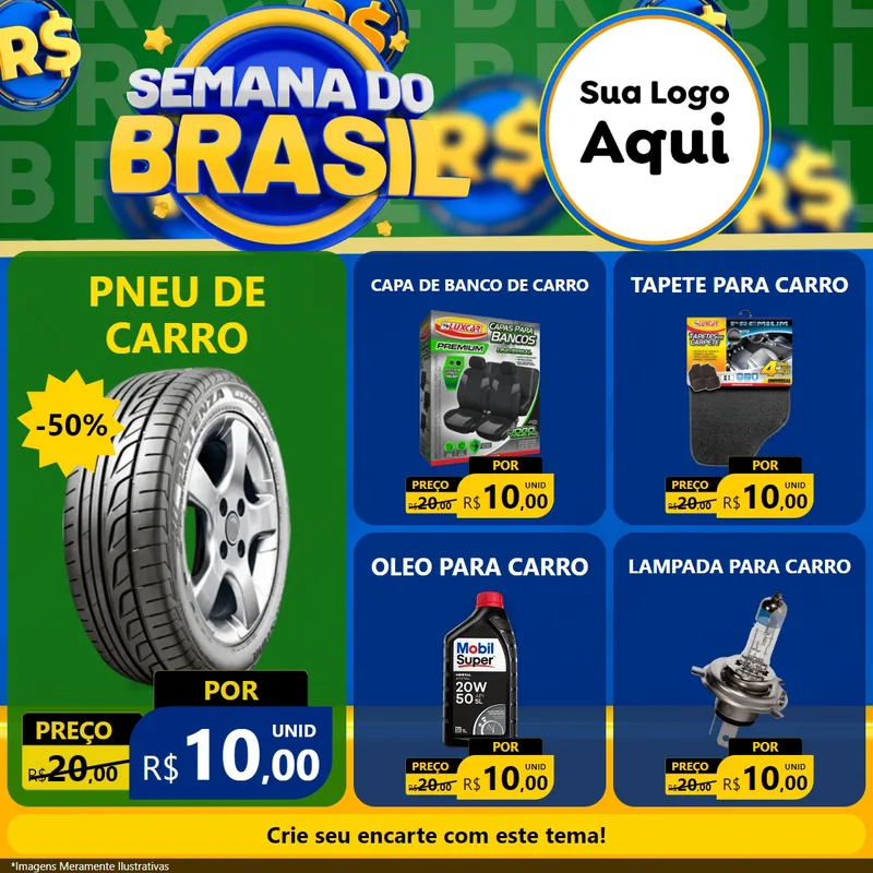 Modelo de Rede Social para Feed Facebook com o tema Semana Do Brasil para Auto peças