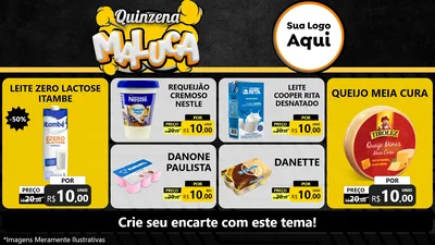Modelo de TV para TV Horizontal com o tema Quinzena Maluca para Frios e Laticínios