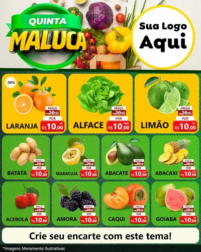Modelo de Rede Social para Feed Instagram com o tema Quinta Maluca - Hortifrúti para Hortifrúti