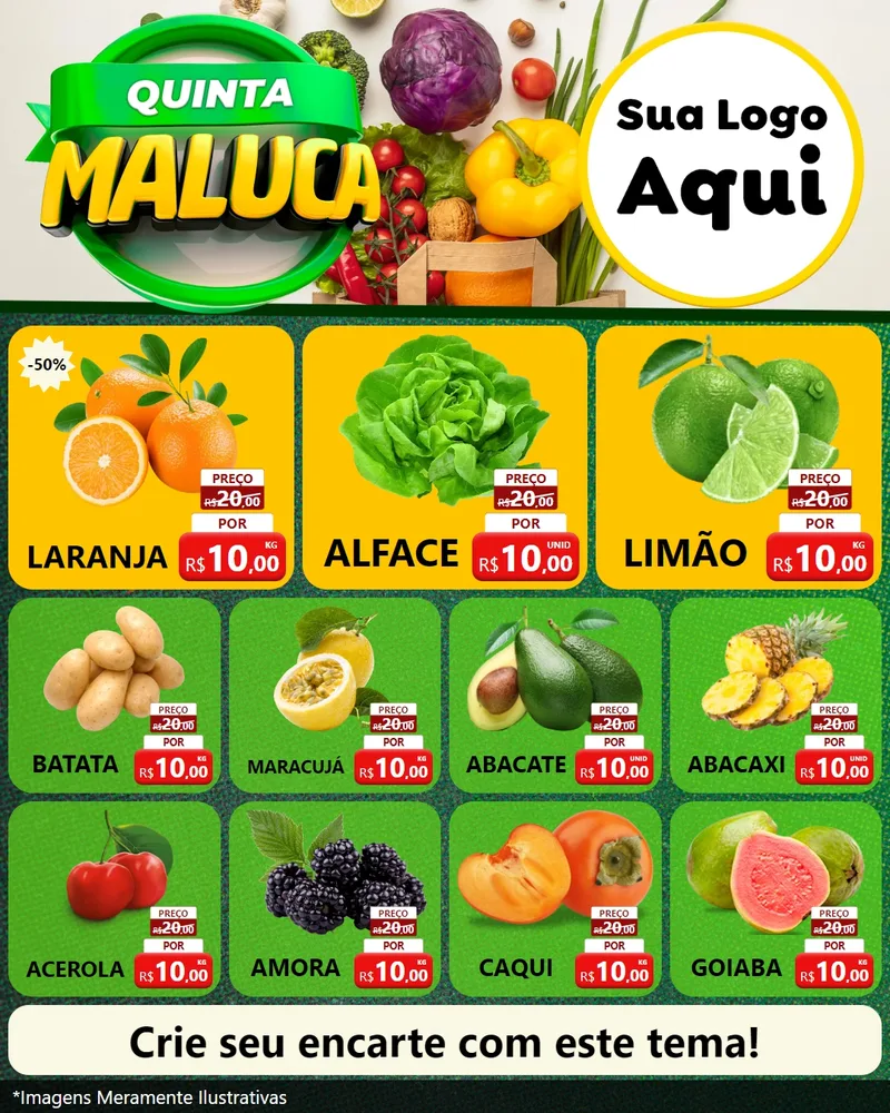 Modelo de Rede Social para Feed Instagram com o tema Quinta Maluca - Hortifrúti para Hortifrúti