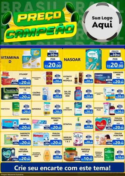 Modelo de Encarte para Encarte A4 Vertical com o tema Preço Campeão - Copa para Farmácia