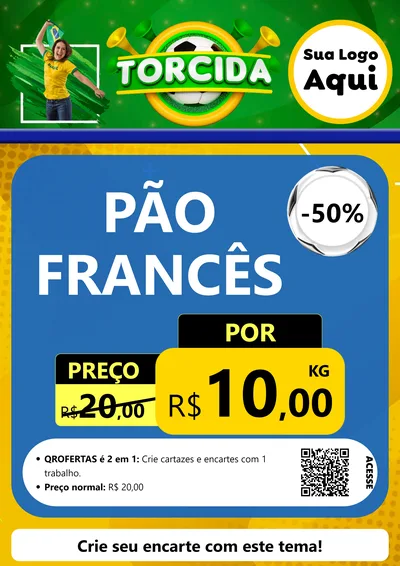 Modelo de Cartaz para Cartaz A4 Vertical com o tema Torcida para Padaria