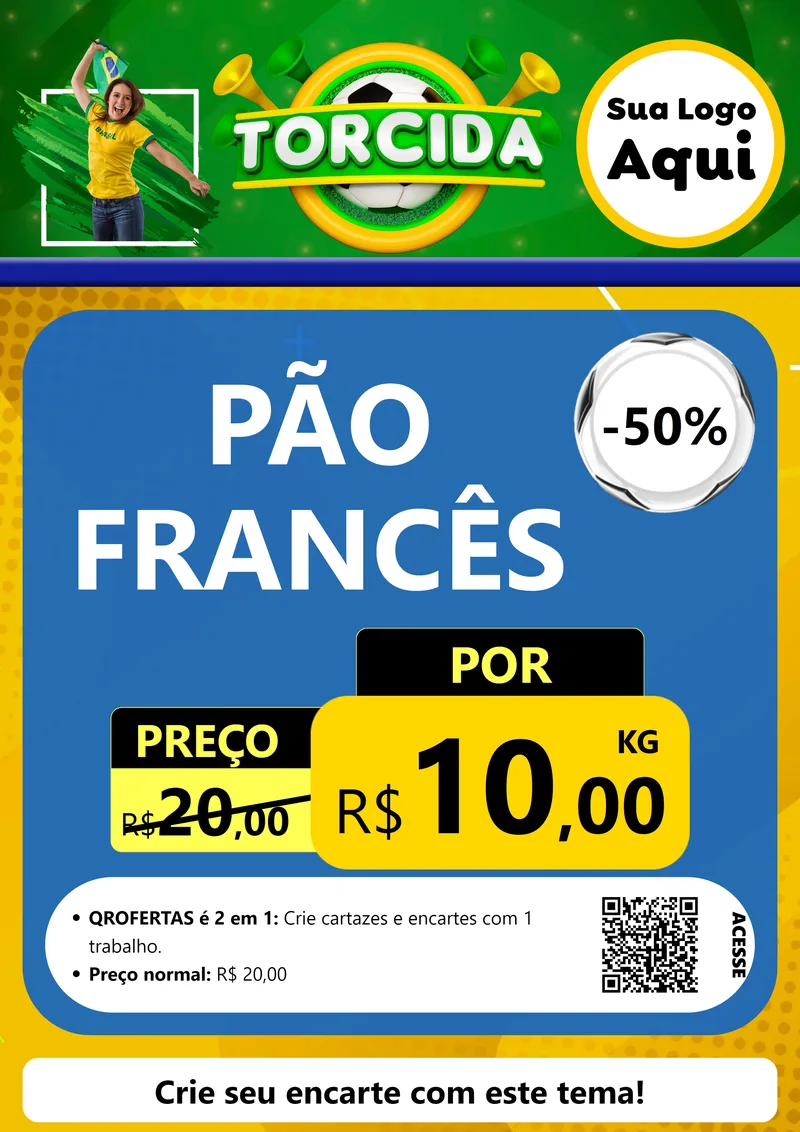 Modelo de Cartaz para Cartaz A4 Vertical com o tema Torcida para Padaria