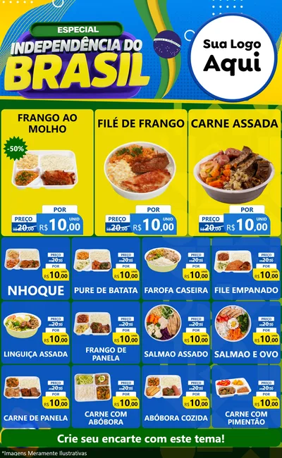 Modelo de Encarte para Encarte Grande com o tema Especial Independência do Brasil para Restaurante