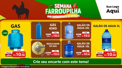 Modelo de TV para TV Horizontal com o tema Semana Farroupilha - Uma Barbaridade de Ofertas para Água e gás