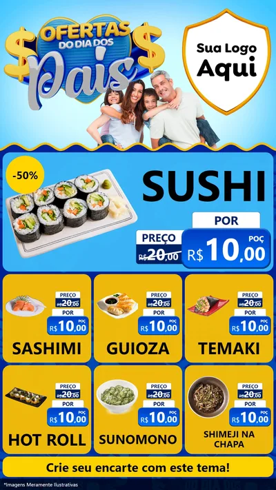 Modelo de Rede Social para Stories com o tema Ofertas do Dia dos Pais para Comida japonesa