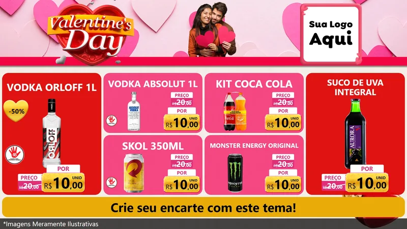 Modelo de TV para TV Horizontal com o tema Valentine's Day para Distribuidora de bebidas