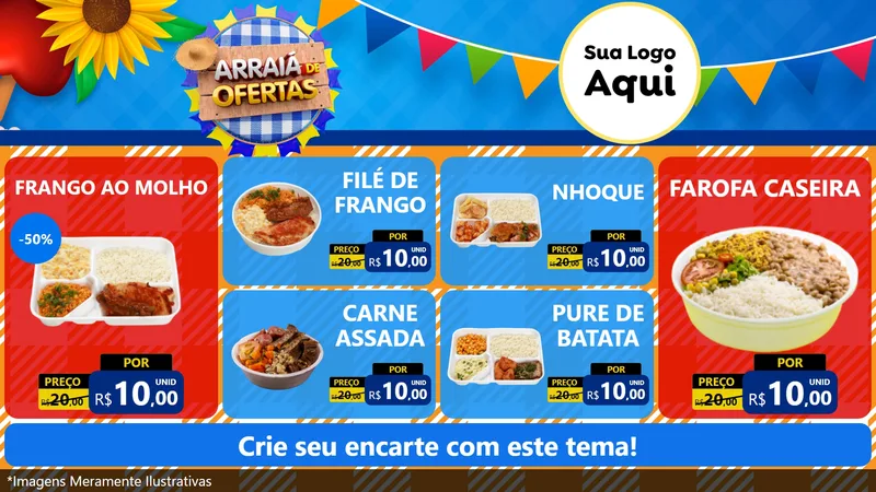 Modelo de TV para TV Horizontal com o tema Arraiá de Ofertas para Restaurante