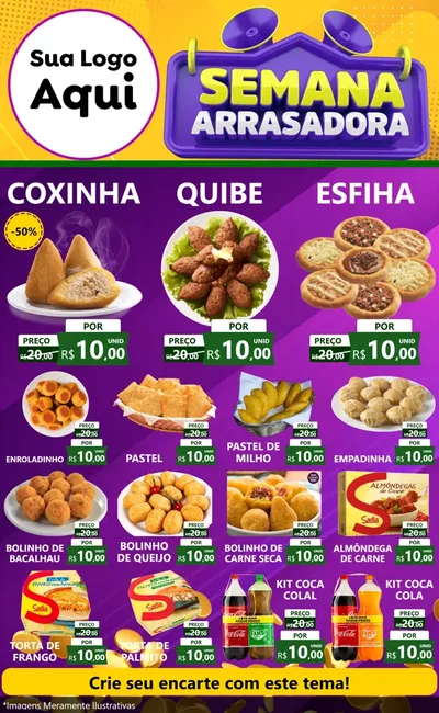 Modelo de Encarte para Encarte Grande com o tema Semana Arrasadora para Salgadaria