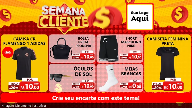 Modelo de TV para TV Horizontal com o tema Semana do Cliente para Roupas e acessórios