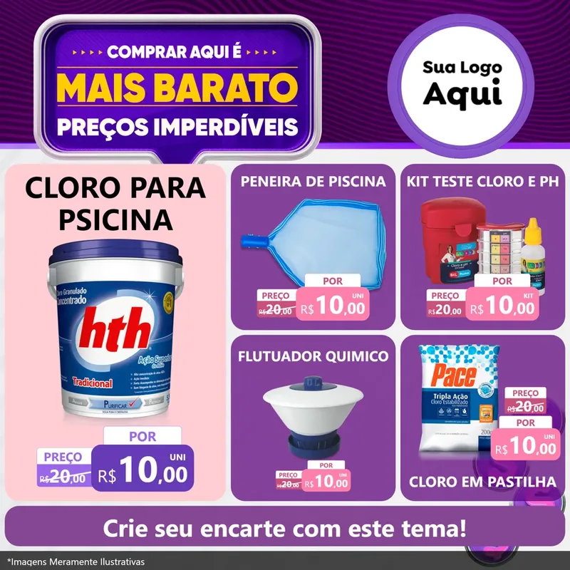 Modelo de Rede Social para Feed Facebook com o tema Mais Barato para Produtos para Piscina
