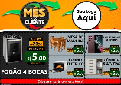 Modelo de Encarte para Encarte A4 Horizontal com o tema Mês do Cliente para Móveis e Eletro