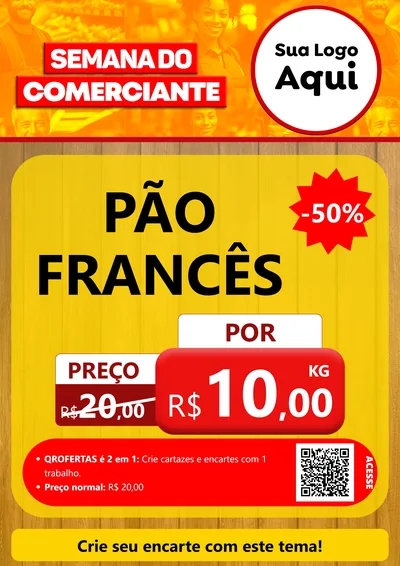 Modelo de Cartaz para Cartaz A4 Vertical com o tema Semana do Comerciante para Padaria