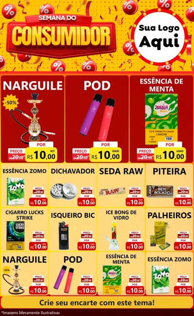 Modelo de Encarte para Encarte Grande com o tema Semana do Consumidor para Tabacaria