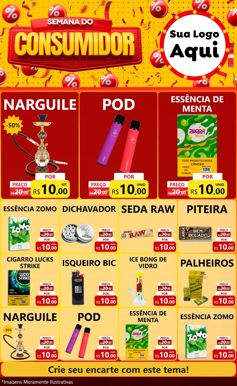 Modelo de Encarte para Encarte Grande com o tema Semana do Consumidor para Tabacaria