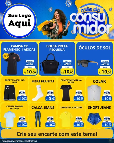 Modelo de Rede Social para Feed Instagram com o tema Mês do Consumidor para Roupas e acessórios