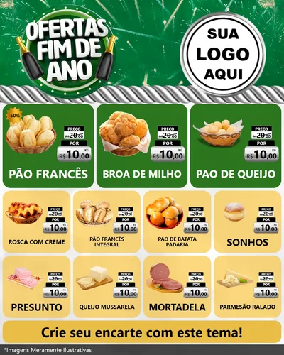 Modelo de Rede Social para Feed Instagram com o tema Ofertas Fim de Ano para Padaria