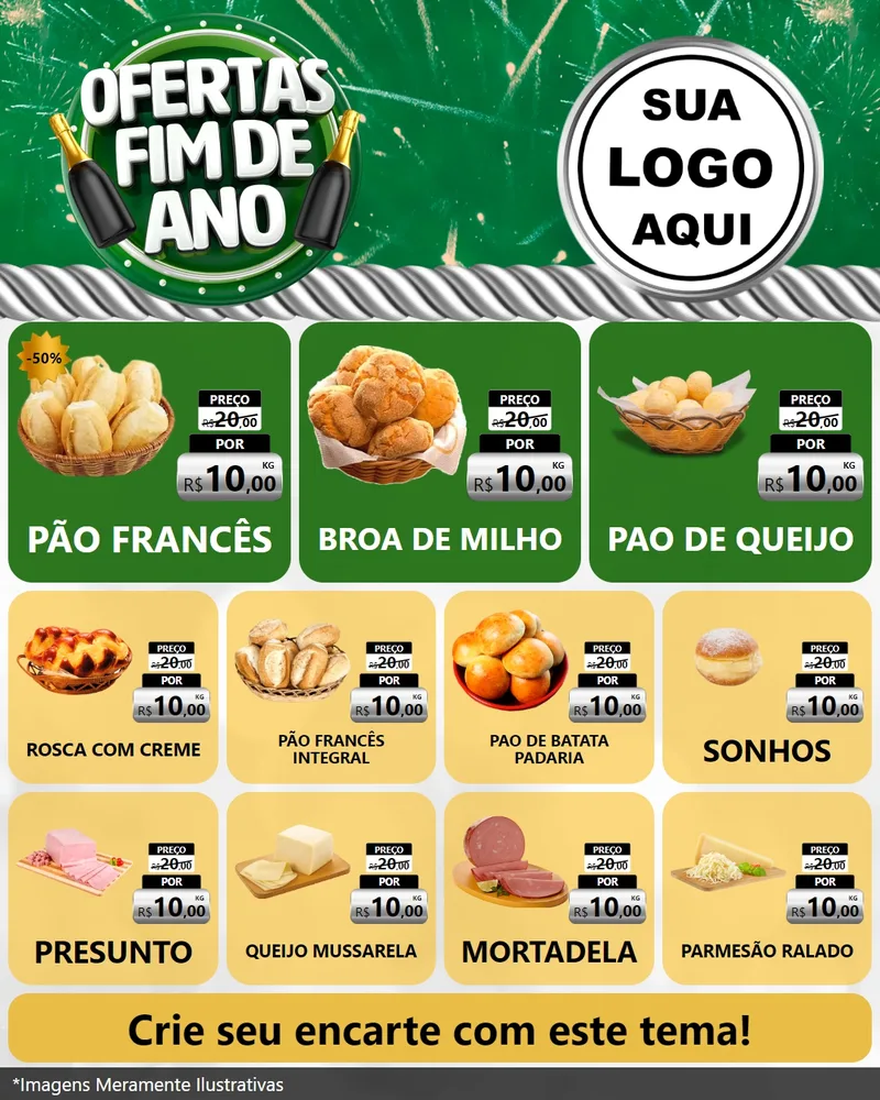 Modelo de Rede Social para Feed Instagram com o tema Ofertas Fim de Ano para Padaria