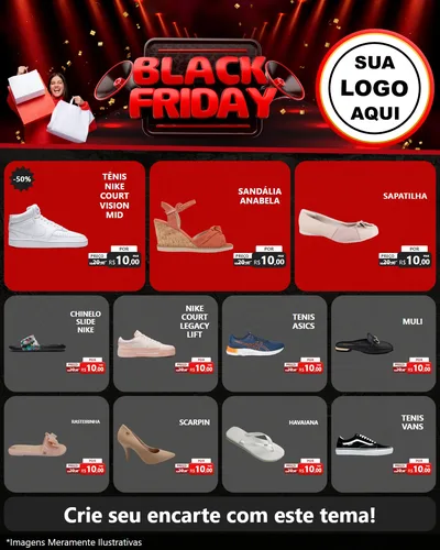Modelo de Rede Social para Feed Instagram com o tema Black Friday para Calçados