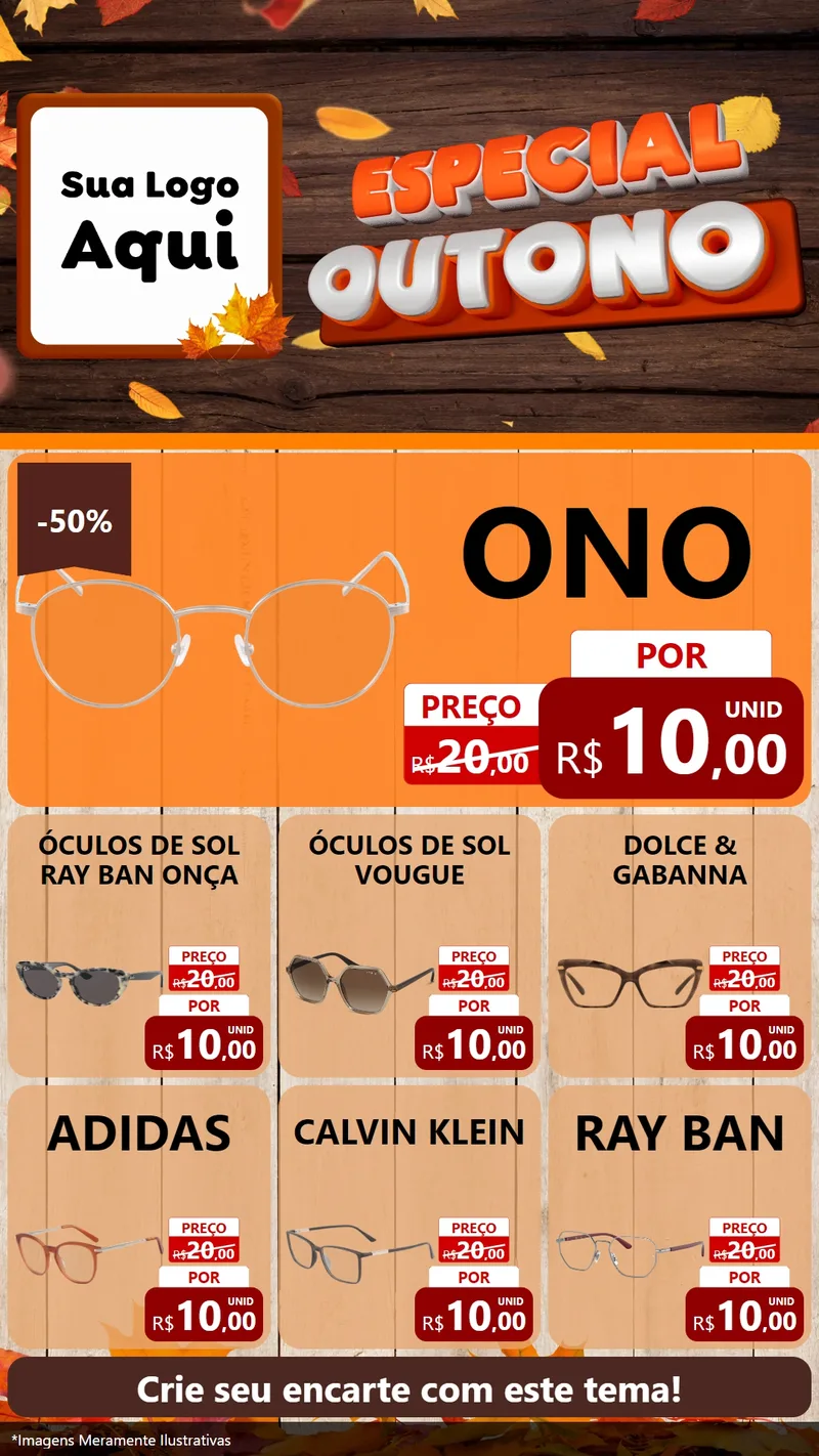 Modelo de Rede Social para Stories com o tema Especial Outono para Óticas