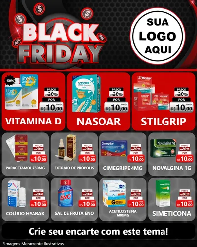 Modelo de Rede Social para Feed Instagram com o tema Black Friday para Farmácia