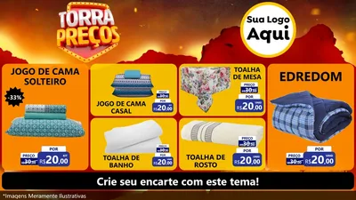 Modelo de TV para TV Horizontal com o tema Torra Preços para Cama, Mesa e Banho