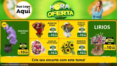 Modelo de TV para TV Horizontal com o tema Hora da Oferta para Floricultura e jardim