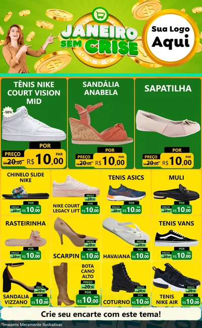 Modelo de Encarte para Encarte Grande com o tema Janeiro Sem Crise para Calçados