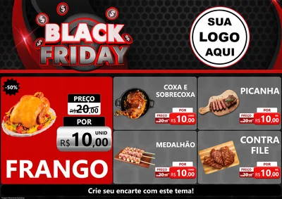 Modelo de Encarte para Encarte A4 Horizontal com o tema Black Friday para Assados