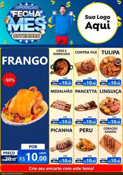 Modelo de Encarte para Encarte A4 Vertical com o tema Operação Fecha Mês Setembro para Assados