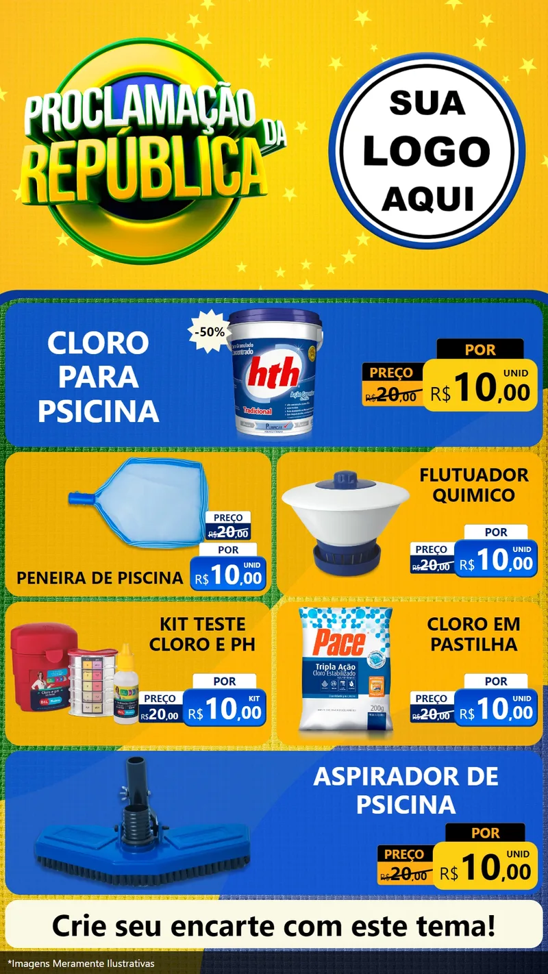 Modelo de TV para TV Vertical com o tema Proclamação da República para Produtos para Piscina