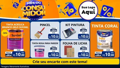 Modelo de TV para TV Horizontal com o tema Mês do Consumidor para Tintas e Ferramentas