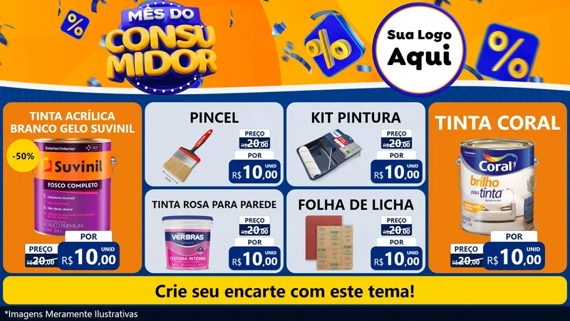 Modelo de TV para TV Horizontal com o tema Mês do Consumidor para Tintas e Ferramentas