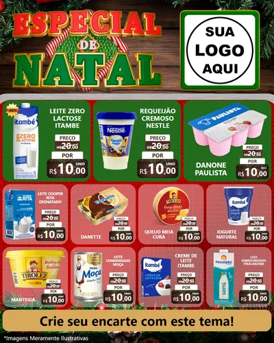 Modelo de Rede Social para Feed Instagram com o tema Especial de Natal para Frios e Laticínios