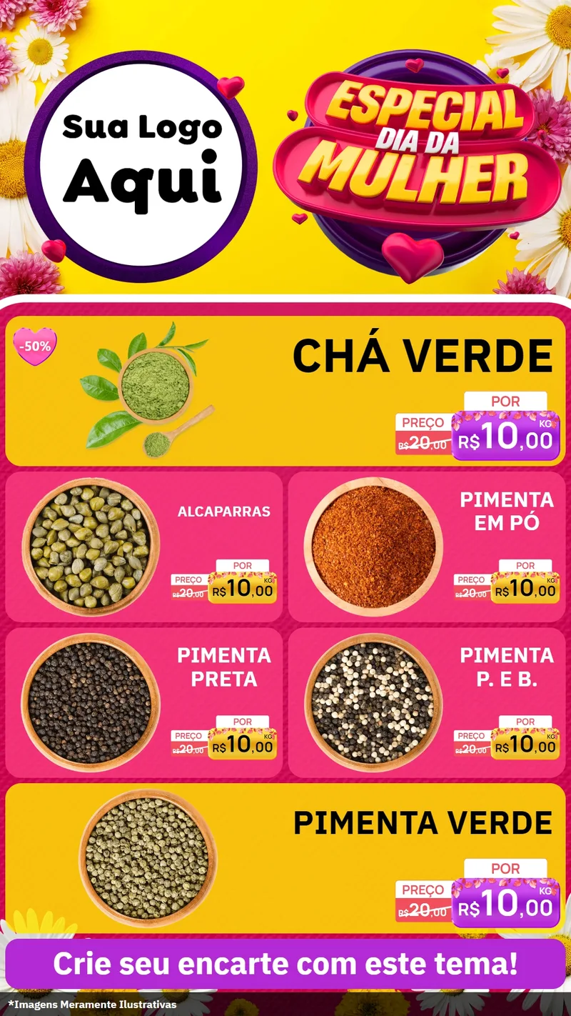 Modelo de TV para TV Vertical com o tema Especial Dia da Mulher para Produtos Naturais